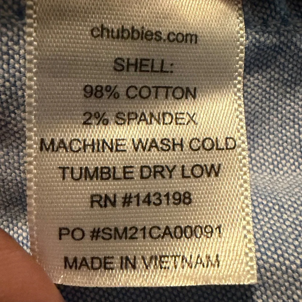 Chubbies The Sky's Out Originals Shorts Mens Medium Light Blue 5.5
